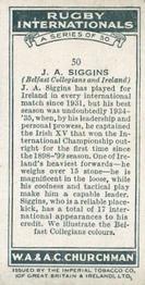 1935 Churchman’s Rugby Internationals #50 Jack Siggins Back
